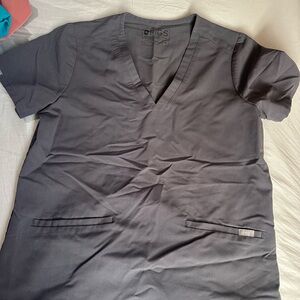 Figs Charcoal V-Neck Scrub Top